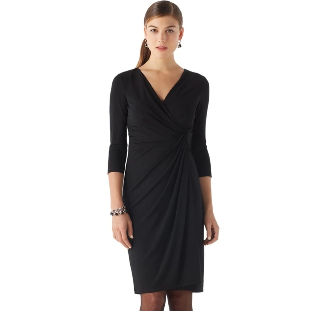 White House Black Market Wrap Mini Dress Black S
